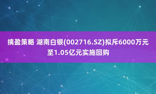 摛盈策略 湖南白银(002716.SZ)拟斥6000万元至1.05亿元实施回购